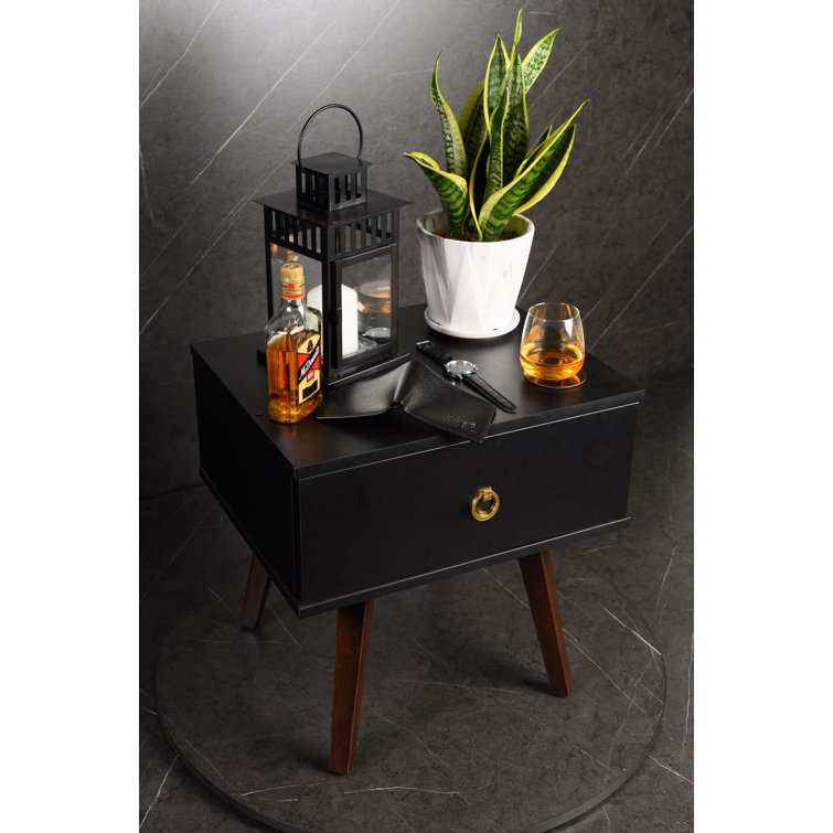 Oliver Kellerstrass 1 Drawer Iron Nightstand in Black Wayfair